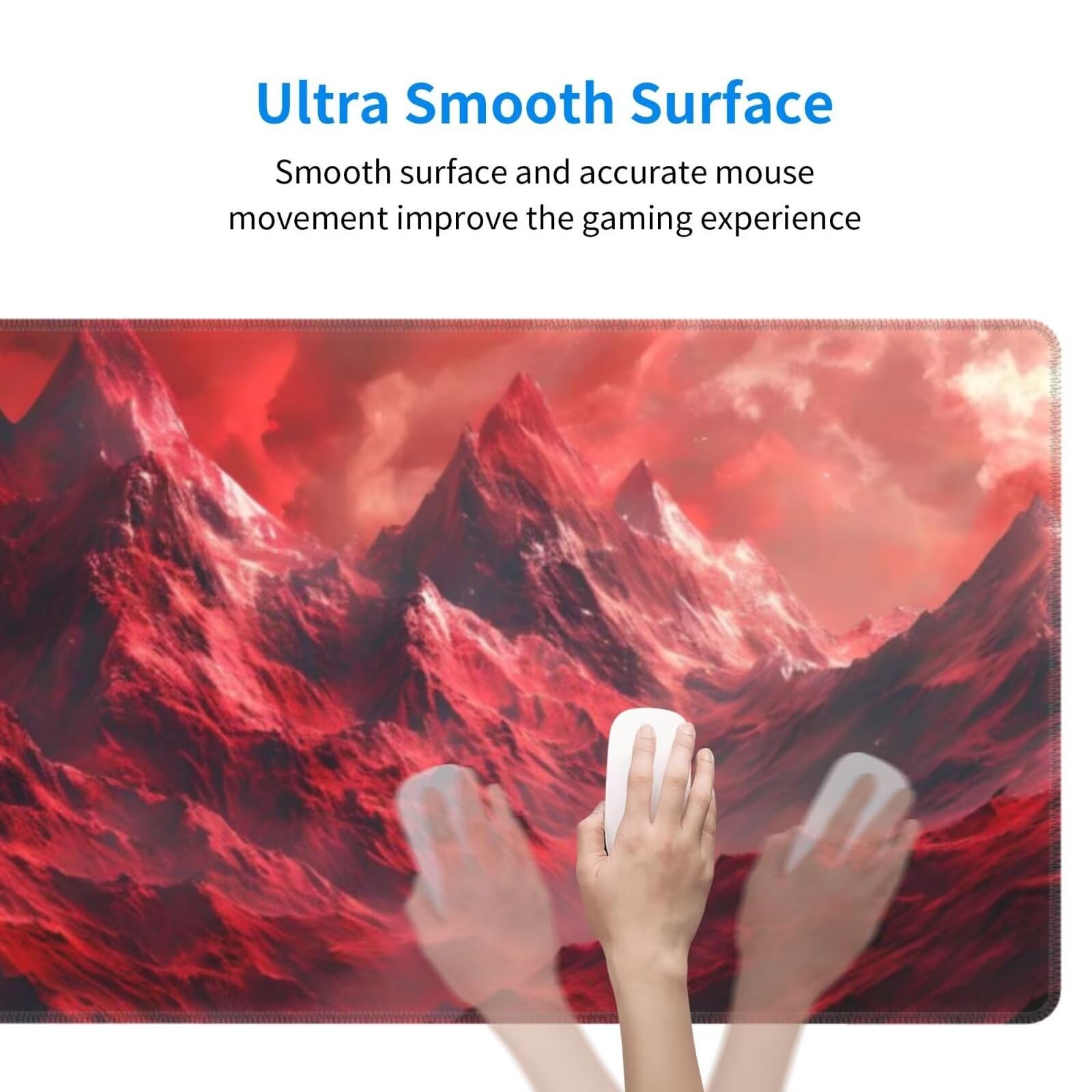 Tappetino Mouse, Tappetino Mouse Gaming Grande XXL 1500x800x3mm Tappetino Scrivania Mouse Pad, Base in Gomma Antiscivolo, Bordi Cuciti,Lavabile, Mousepad per Ufficio e Gaming (Le Montagne Rosse) R-302