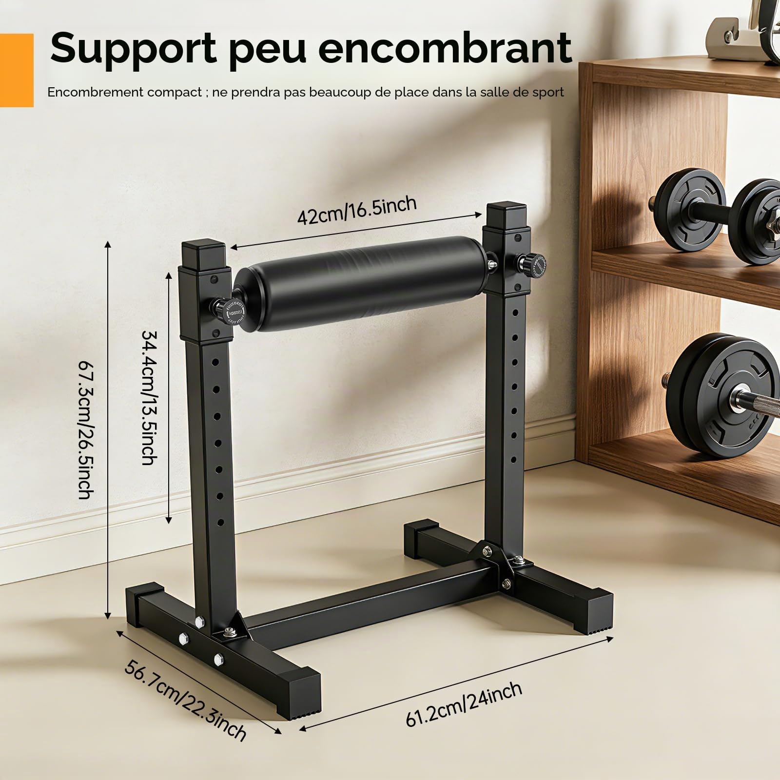Support bulgare pour squat, squat avec 9 hauteurs de rouleau réglables, machine spéciale pour squat, squat, pour les squats et les fentes