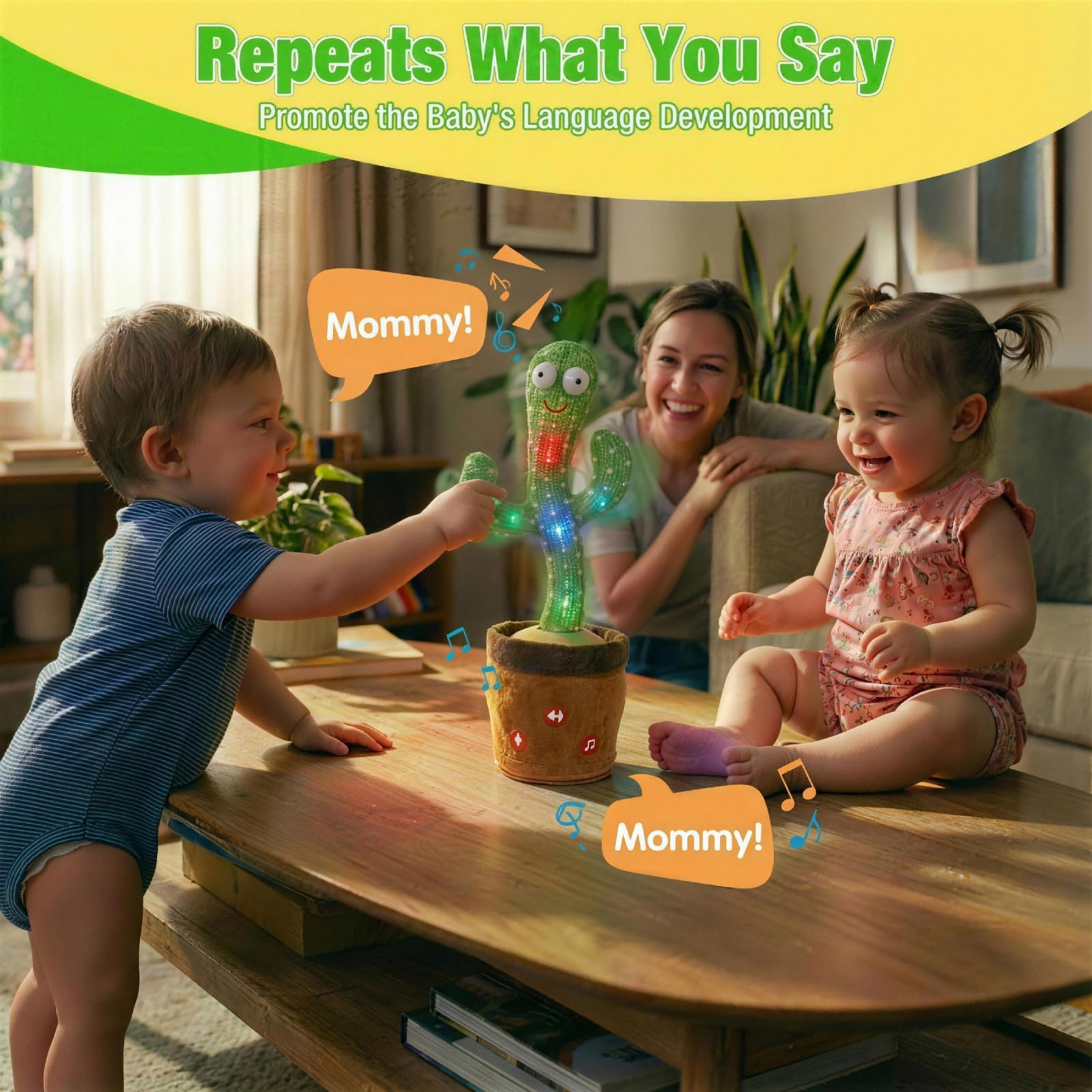 Ayeboovi Dancing Talking Cactus Baby Toy Mimicking Recording Cactus Toy Repeats What You Say 120 Songs Toddler Toys Gifts for Kids Birthday Gifts for 3 4 5 6+ — view 3