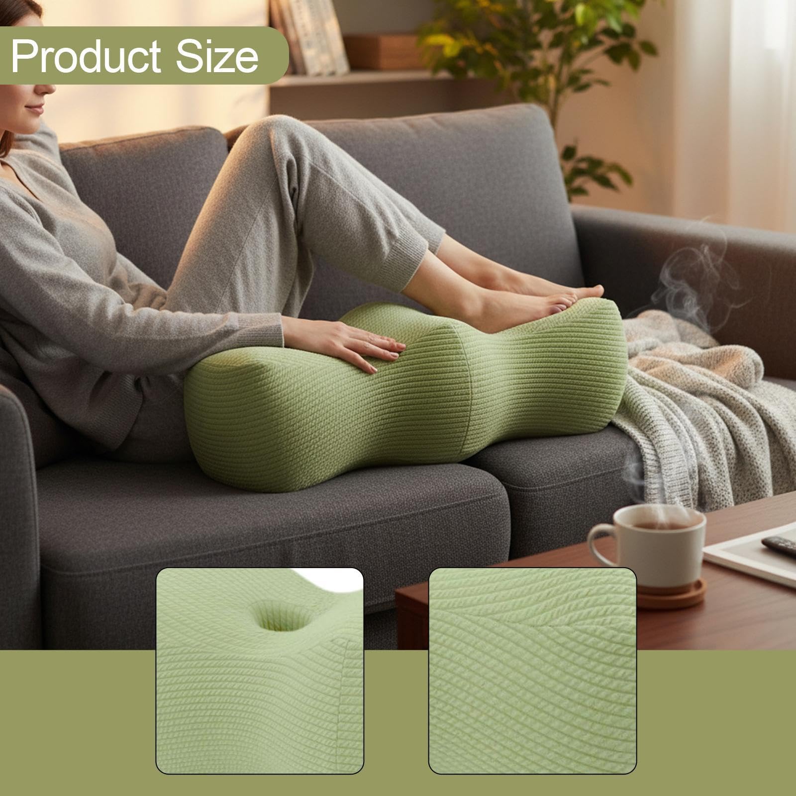 Gralara Almohada de elevación de piernas, almohada de cuña, cojín de para las rodillas, cojín de piernas para leer, Verde