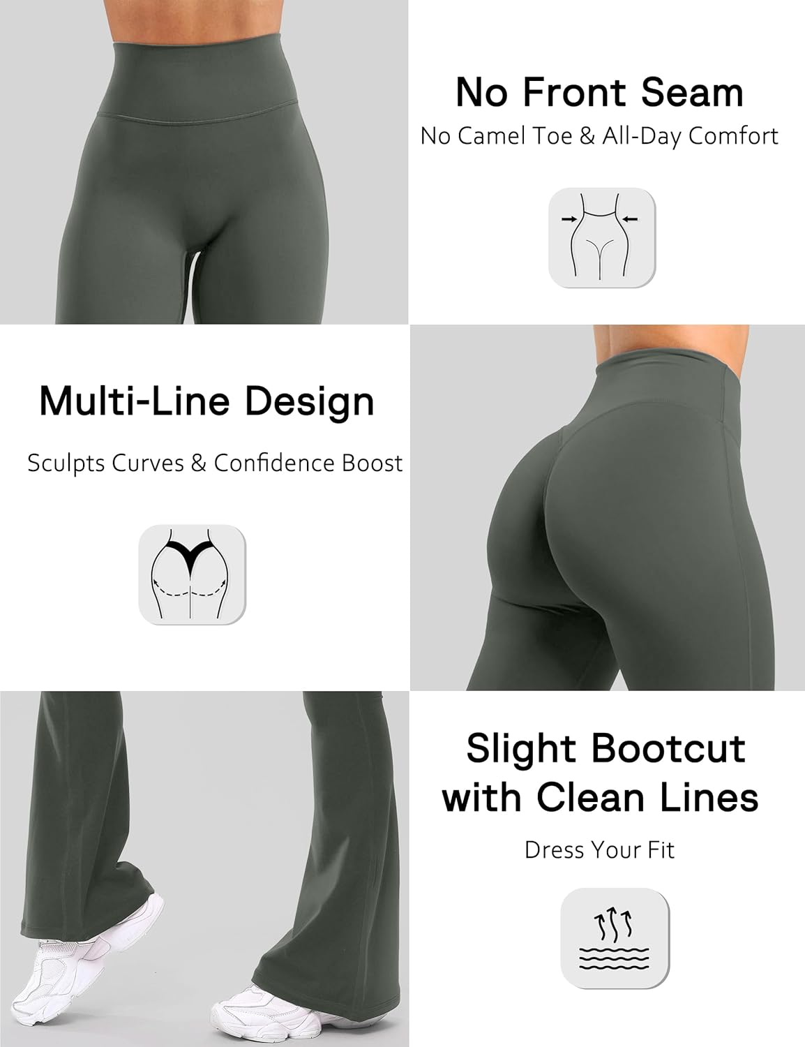 Unthewe High Waisted Flare Leggings for Women Tummy Control Butt Lifting Workout Yoga Wide Leg Pants