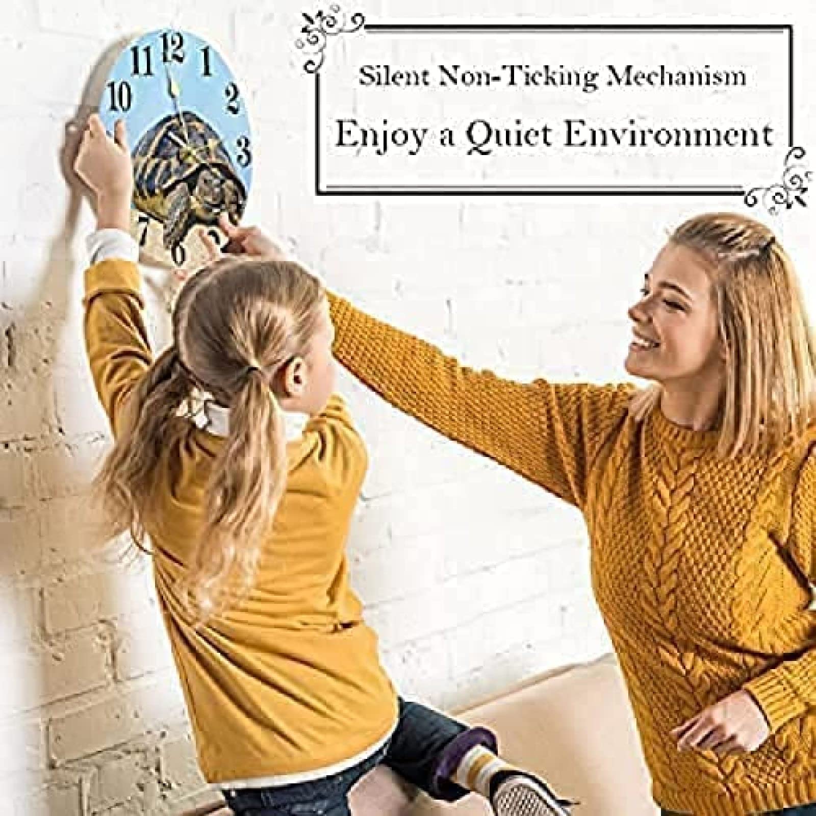 Amazon.co.jp: 亀の壁掛け時計、10インチの無声非カチカチ音をたてる