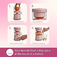 Vista 3 de Exprimidor Eléctrico de Cítricos Paris Hilton, Mini Exprimidor Portátil Inalámbrico con Base Recargable USB, Botón de Un Toque, Exprimidor Compacto