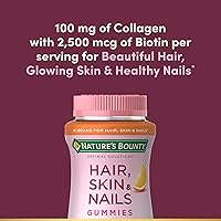 Vista 4 de Nature's Bounty Uñas para la piel del cabello con biotina y colágeno, naranja, paquete de 80 unidades, (paquete de 2)