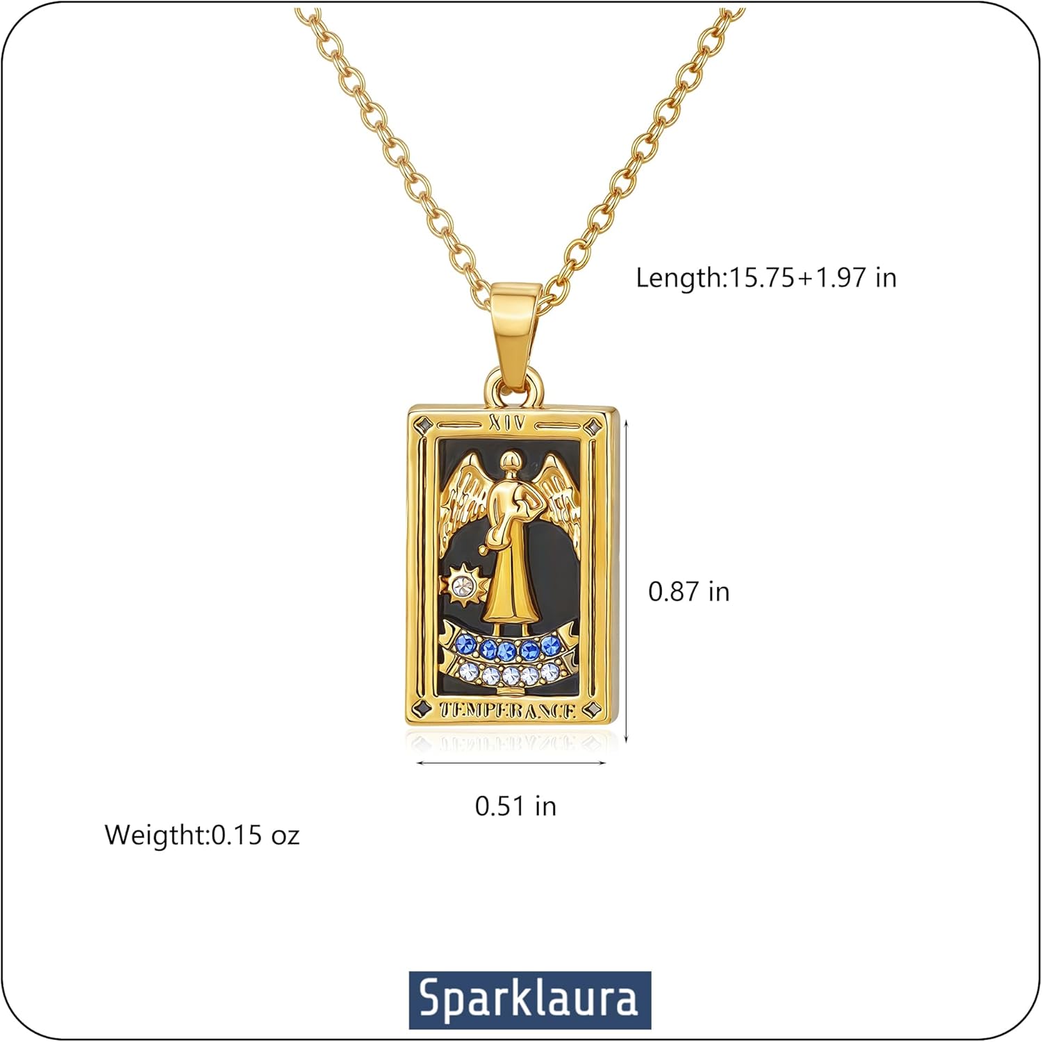 Gold Tarot Card Necklace for Women Men, Non Tarnish 18K Gold Plated Vintage Lucky Charm Square Pendant Talisman Amulet Necklaces Unisex Jewelry - Image 3