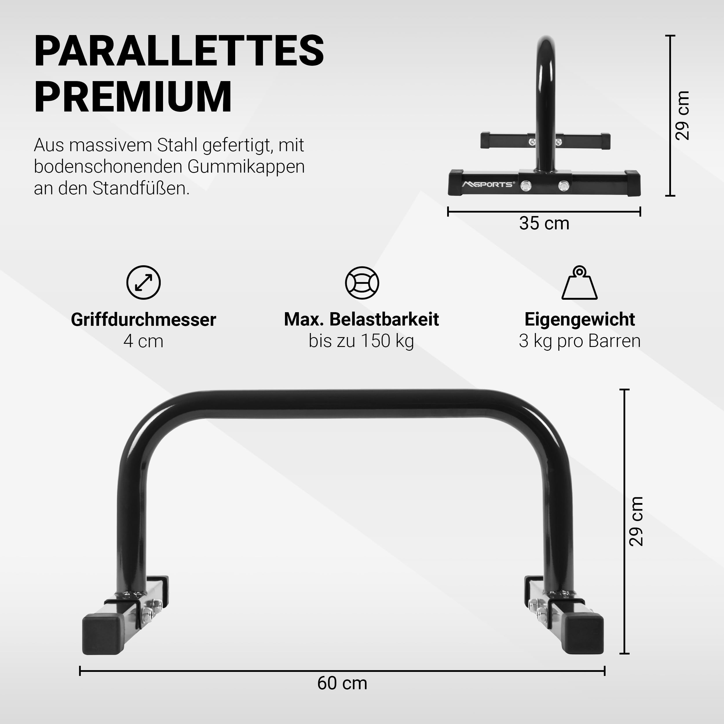 Low Fitness Parallettes minibars Professional LxWxH