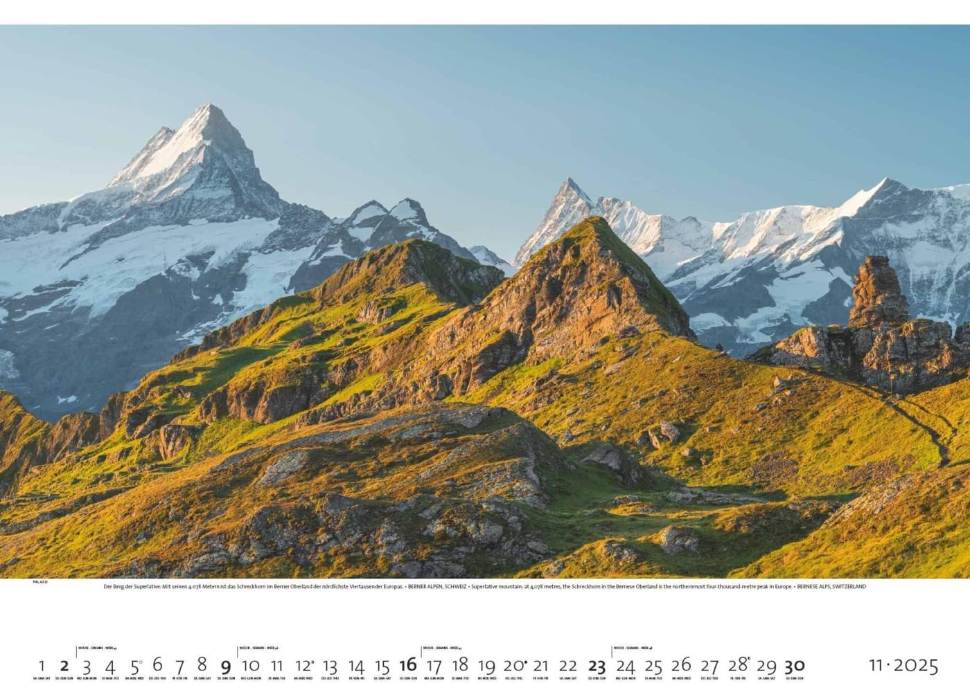 PALAZZI - Faszination Alpen 2025 Wandkalender, 70x50cm, Posterkalender mit majestätischen Alpenlandschaften, hochwertige Fotografie, Erkundung der Bergwelt