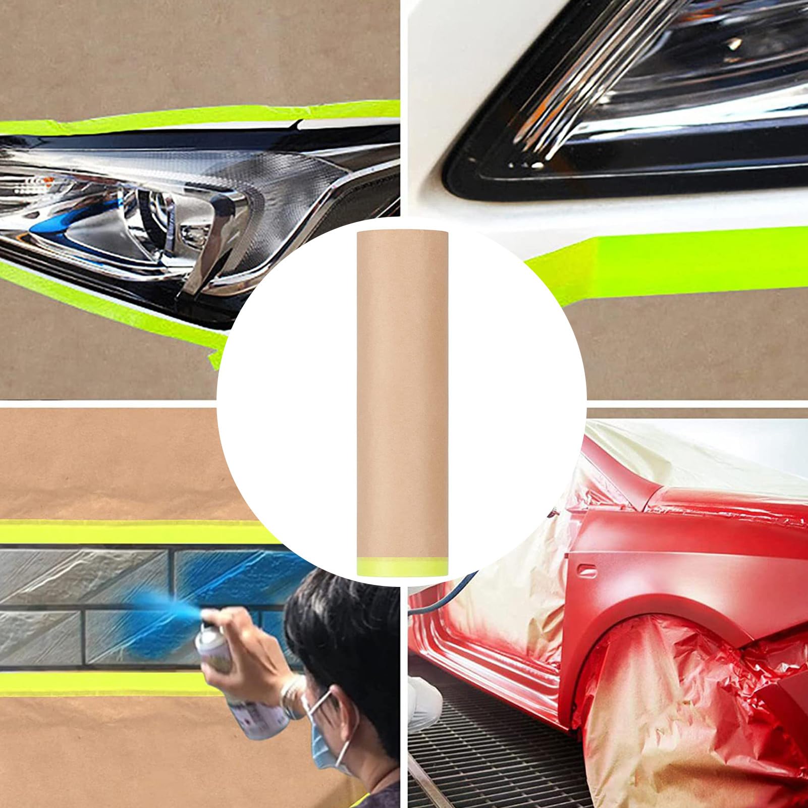 Papel De Enmascaramiento Automotriz - Hoja De Protección De Pintura Para | Coches, Rollo De Cubierta Del Vehículo, Papel De Protección Exterior | Accesorio Para Proteger De Inútiles Pesados Pe