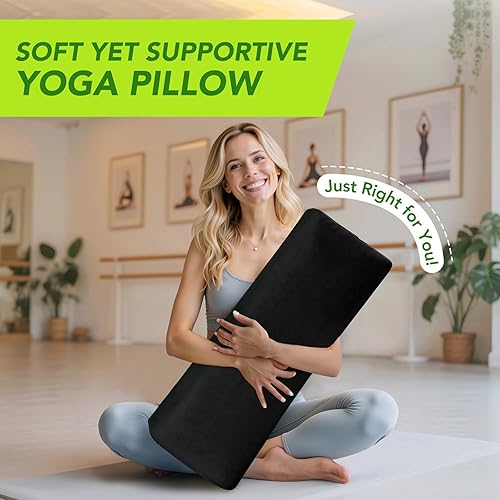 Miniatura 7 de Wellsin Cojín rectangular para yoga, almohada de meditación con funda de gamuza lavable, 27 x 10 x 5.5 pulgadas