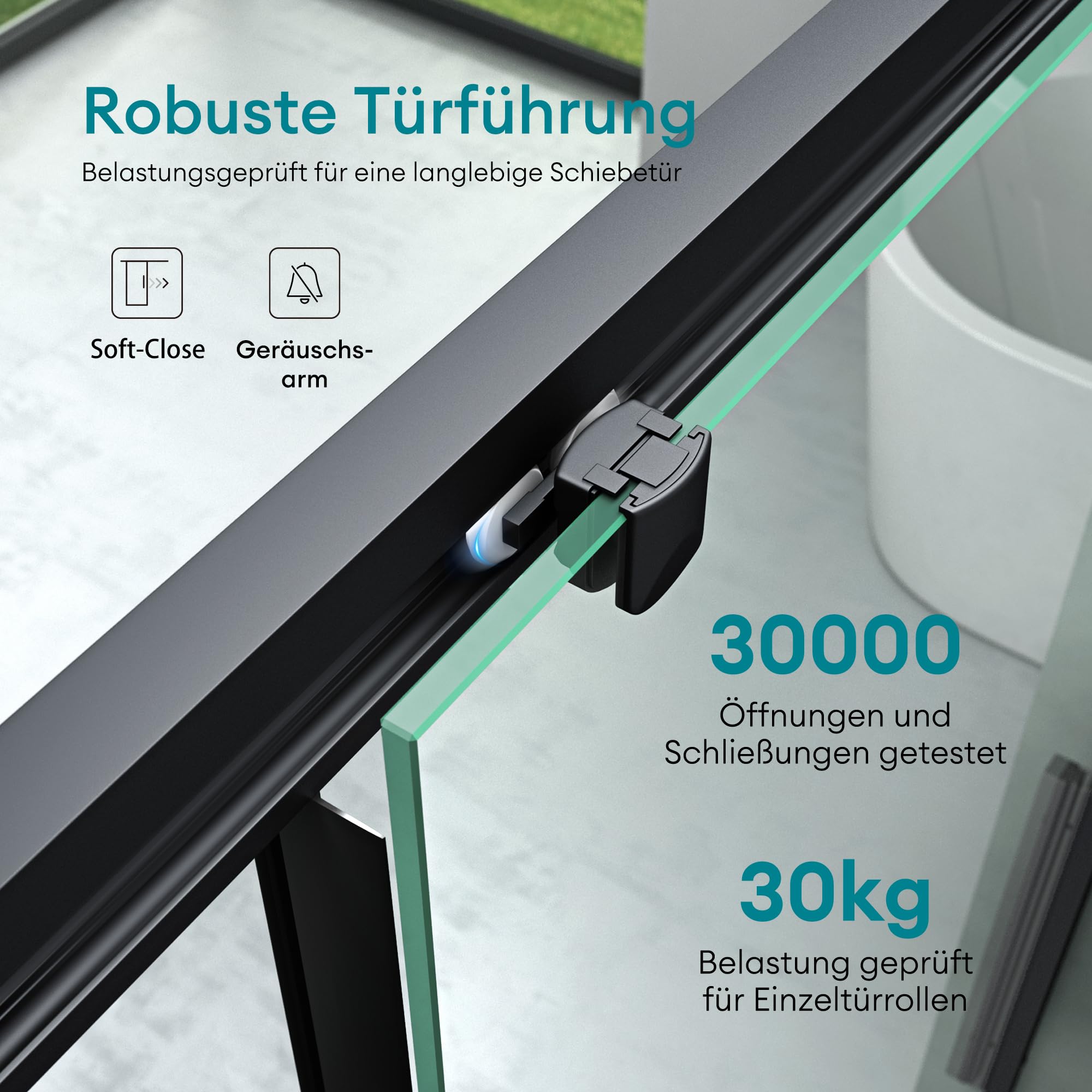 Mai & Mai Duschtür Nischentür dusche Duschabtrennung Duschkabine 130x195cm Schwarz Nischenschiebetür 6mm ESG-Sicherheitsglas inkl. Soft-Close Teramo12K