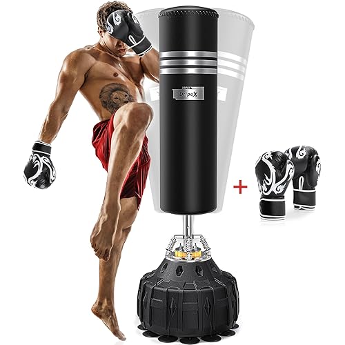 Dripex Freestanding Punching Bag, Heavy Boxing Bag with Stand for Adult Youth - Men Standing Boxing Punch Bag for Home Gym Workout