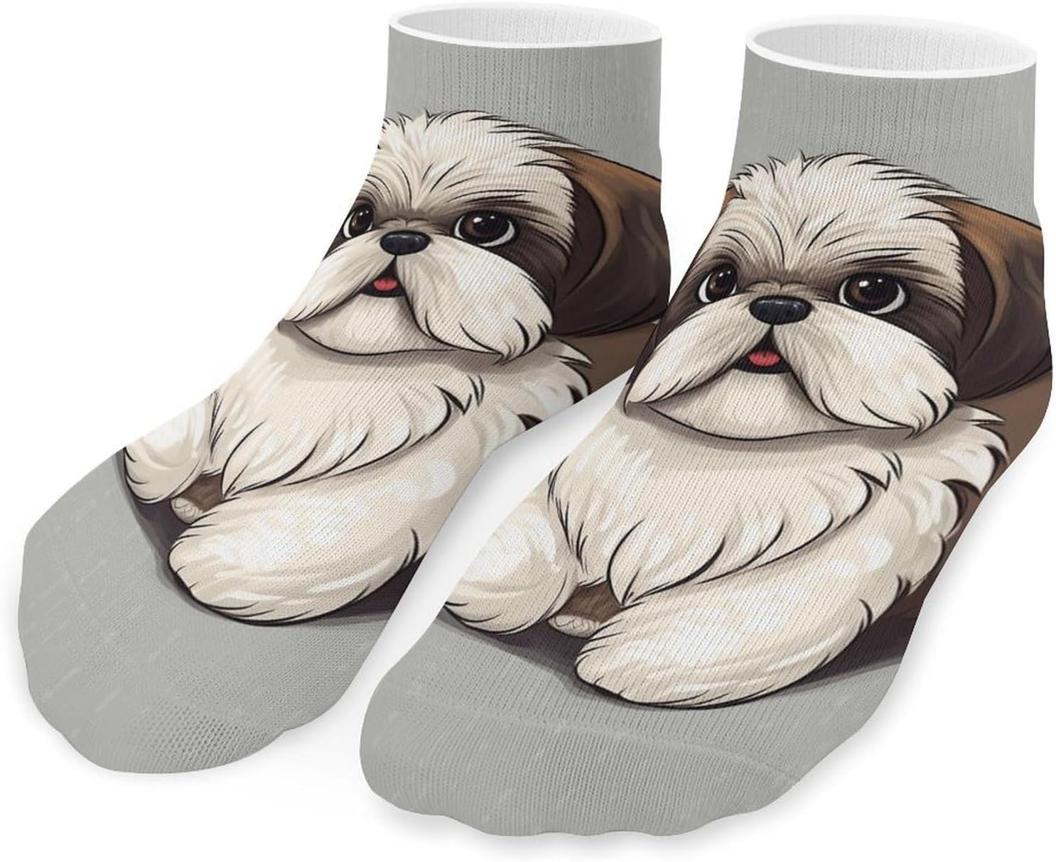 Shih Tzu Dog Athletic Ankle Socks for Women Men Running Hiking Cotton Socks Low Cut No Show Sock (5 Pack)