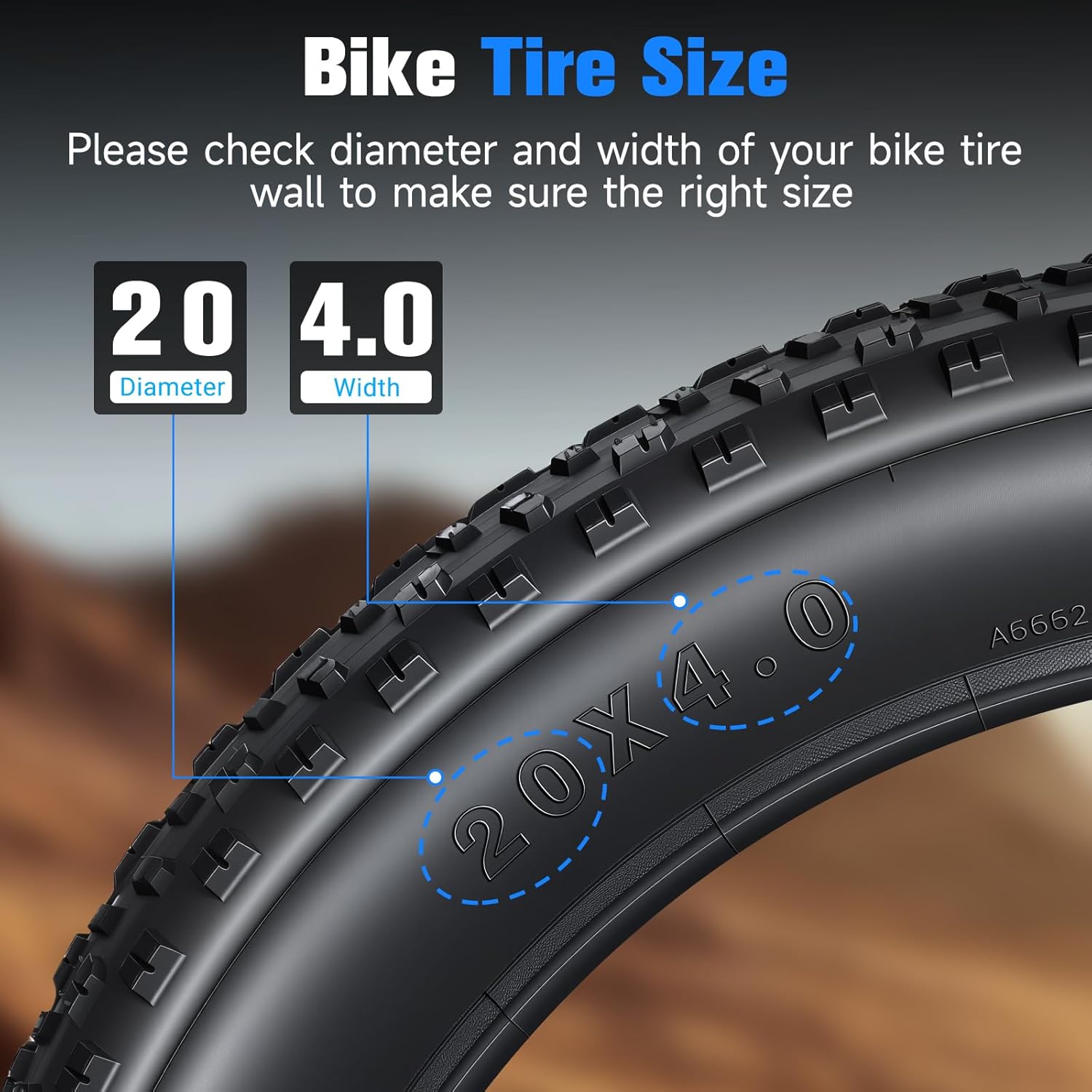 20x4.0 Fat Tire, 20 x 4 Fat Tyre for Fat Tire Electric Bike, Bicycle Tire Replacement with Offroad or Trail Riding