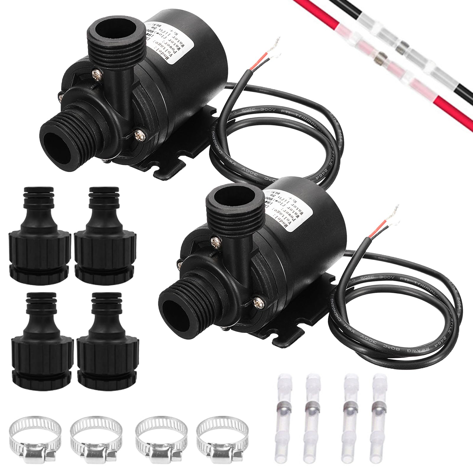 2 PCS Pompe a Eau 12v, Mini Pompe à Eau Submersible Moteur Sans Balais 800l/h 5m Mini pompe à eau submersible sans balais - - Pour bassin, aquarium, fontaine solaire