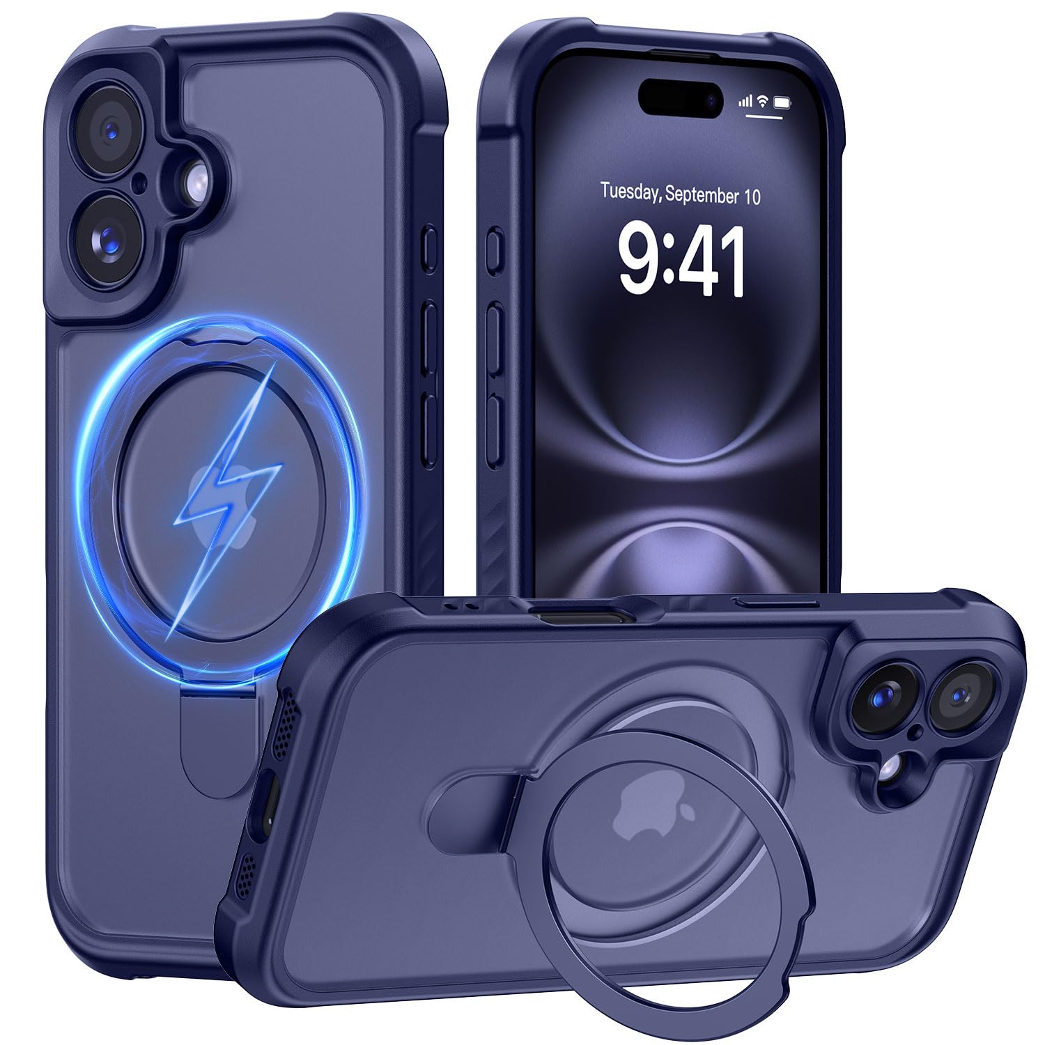 MOCCA Magnetic for iPhone 16 Case with Stand,Deep Blue