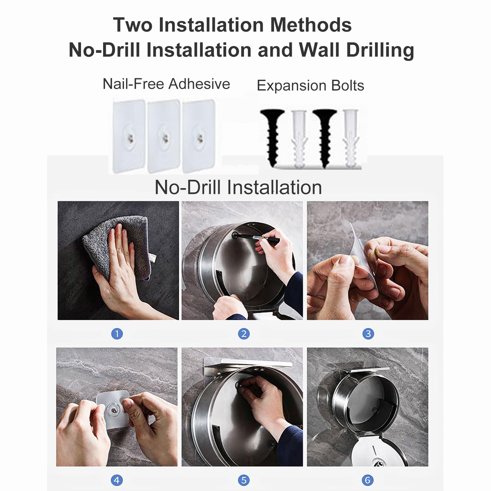 Dispensador de papel higiénico comercial de acero inoxidable con bloqueo antirrobo, soporte de pared, dispensador de rollos de papel para baños e instalaciones públicas (negro)
