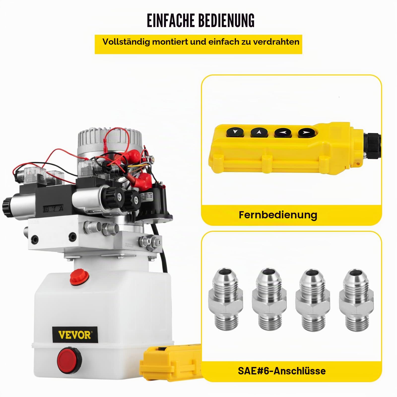 Happybuy Hydraulikpumpe Doppelwirkende Hydraulikkrafteinheit Doppelmagnet-Hydraulikkraftpaket 12V DC Hydraulische Kraftpumpe mit 4,5L Reservoir für Dump Anhänger Auto Heben