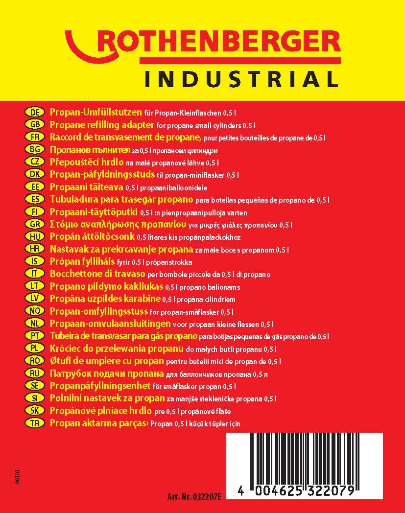 ROTHENBERGER Industrial Propan króciec przelewowy 032207E