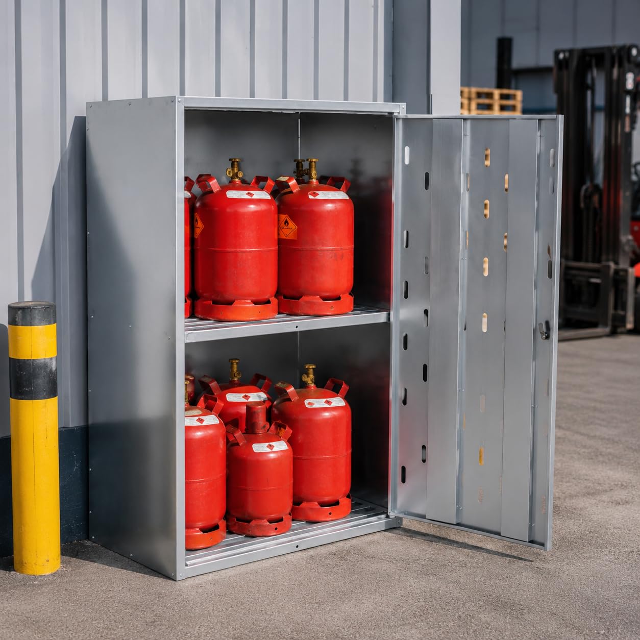 Propangasflaschen-Schrank verzinkt 1500 x 842 x 690 mm | Gasflaschenschrank | Für 10x11 kg oder 4x33 kg, Feuerverzinkter Stahl, Abschließbar, Belüftung, Außenbereich
