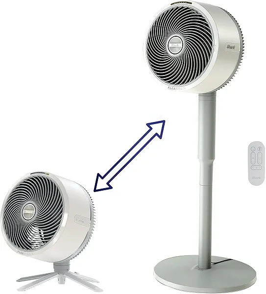 Shark FlexBreeze Pedestal & Tabletop Fan, Indoor & Outdoor, Portable, Oscillating Fan with Remote, Quiet, Powerful, Corded & Cordless, White (Renewed)