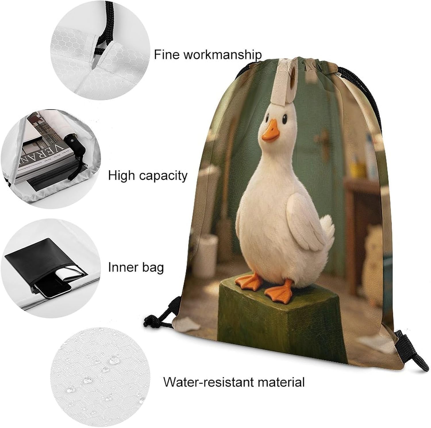Duck Drawstring Backpack Gym Bag Drawstring Bags image 4