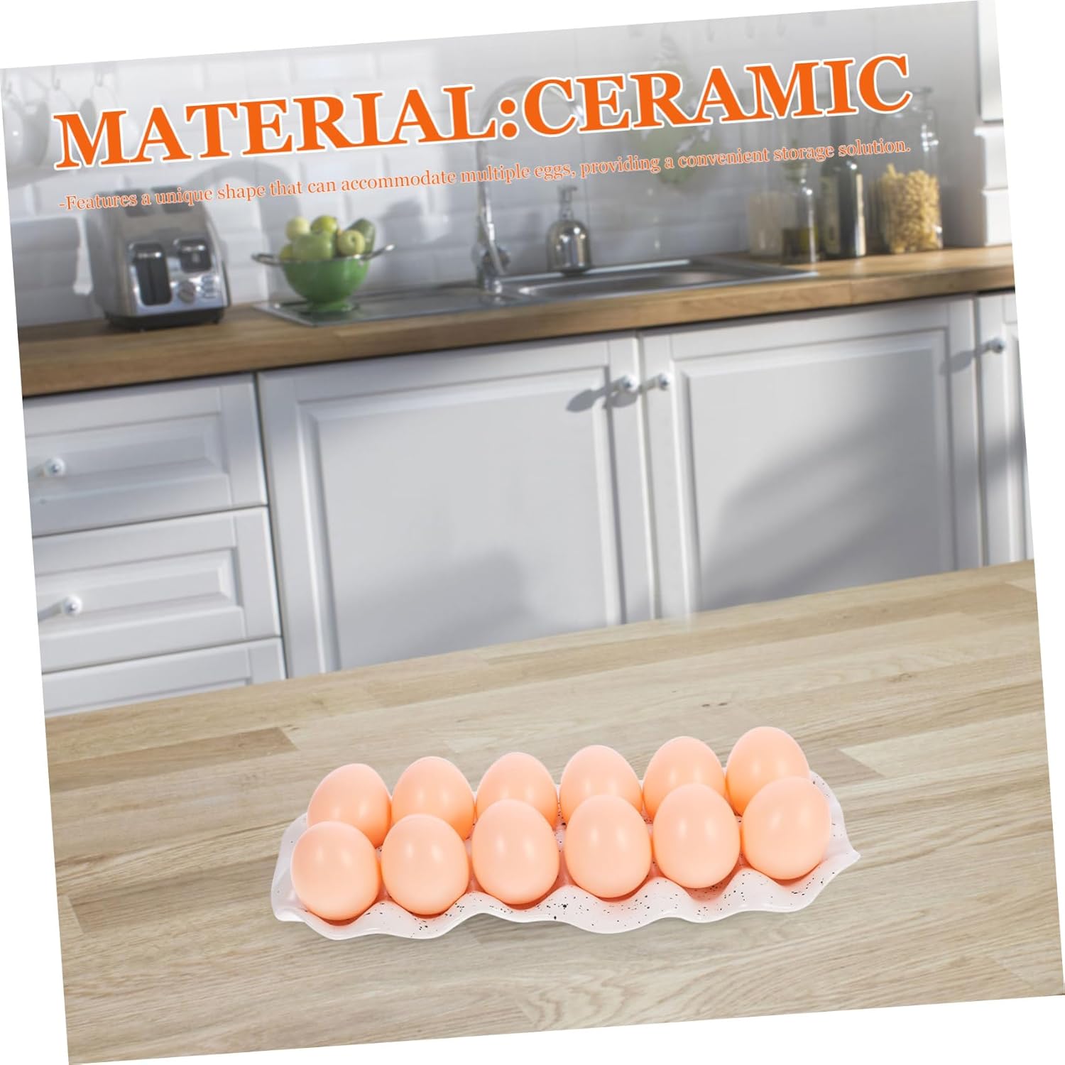 PRETYZOOM Egg Storage Plate Refrigerator Ceramic Eggs Dish Countertop Display Container