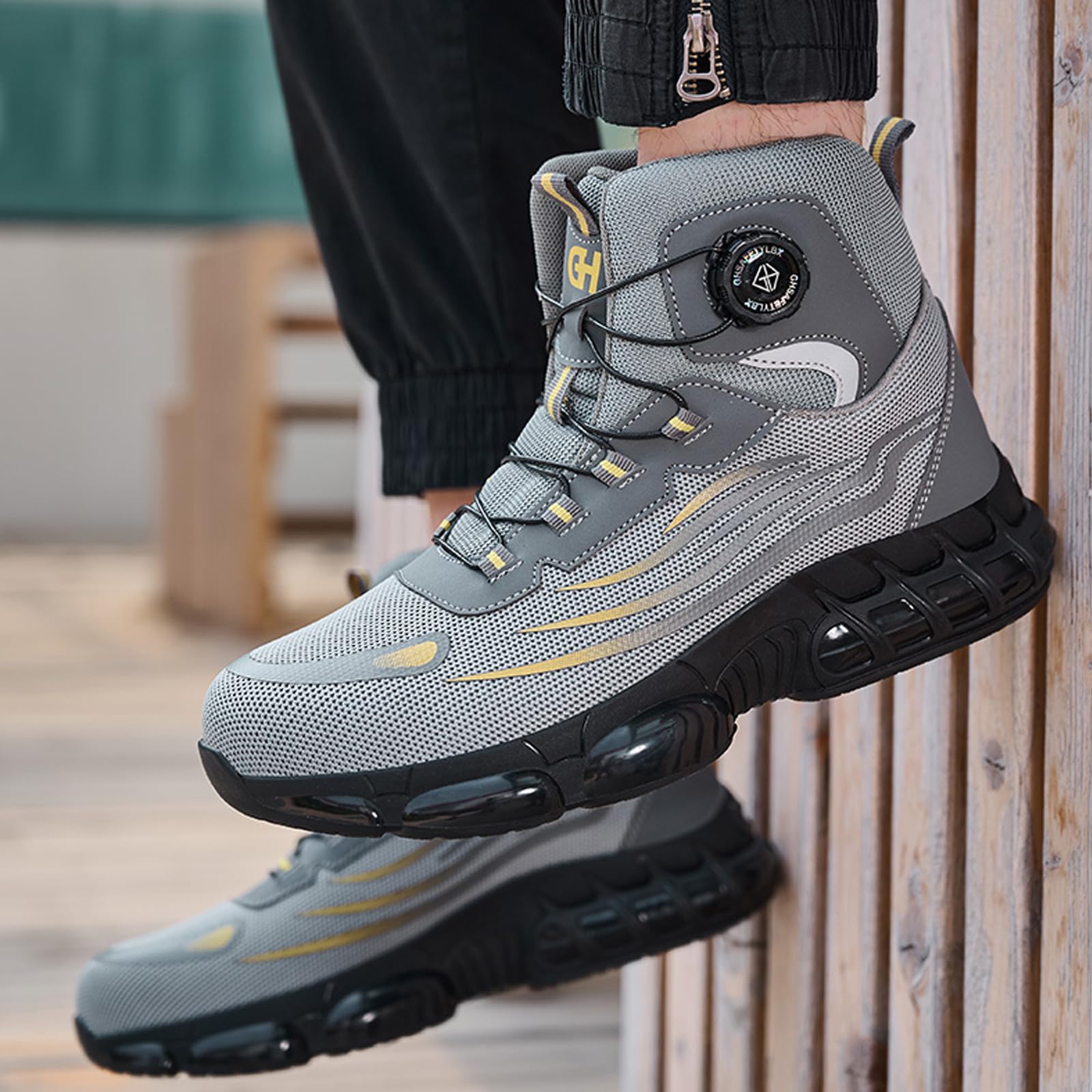 Zapatos de Seguridad para Hombre Mujer Ligeros Botas de Seguridad Transpirable Zapatillas de Trabajo Antideslizantes Comodo con Punta de Acero