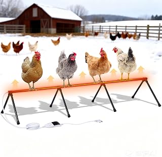Heated Chicken Perch for Winter Chicken Coop Heater with 24H Timer & Temperature Adjustable Prevent Frozen Toes Chicken Coop Accessories With 3 Heated Roosting Bars for Chick Bird Duck Pigeon Parrot