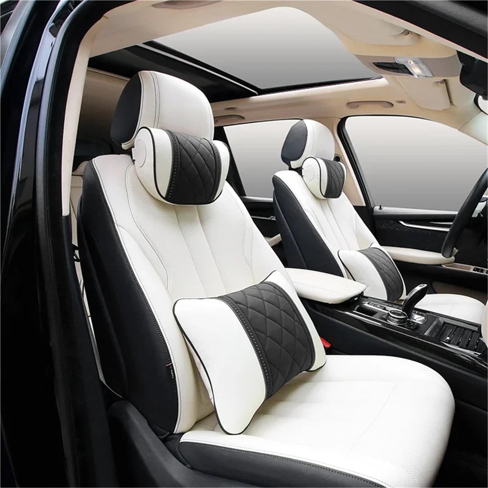 POQUWJDA Car Seat Neck Coussin de Nuque pour Voiture, Compatible avec Mercedes, Benz, Maybach, Classe S, Appui-tête, Coussin Soutien pour siège arrière Sleeping Headrest(White)