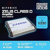 Vista 2 de Hifonics Zeus ZXX Amplificador de Audio para Coche Monobloque Clase D de 1200 Vatios Máx con Botón de Graves y Control Remoto, Crossovers Variables