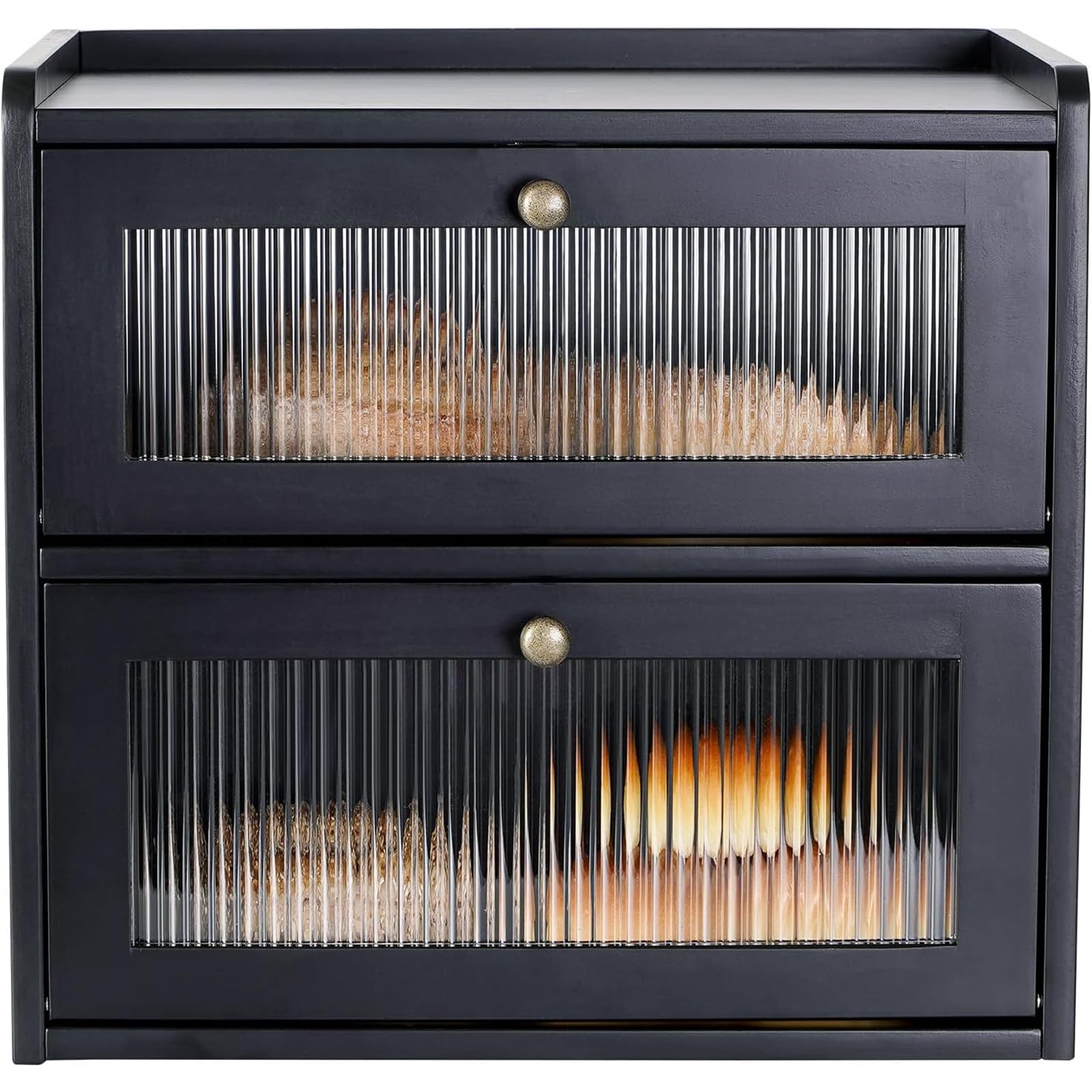 Paneras Para Guardar El Pan Caja Grande De Madera Maciza Doble Panera Madera Para Guardar ReposteríA Con Puerta AcríLica MagnéTica Bread Bin (Negro)