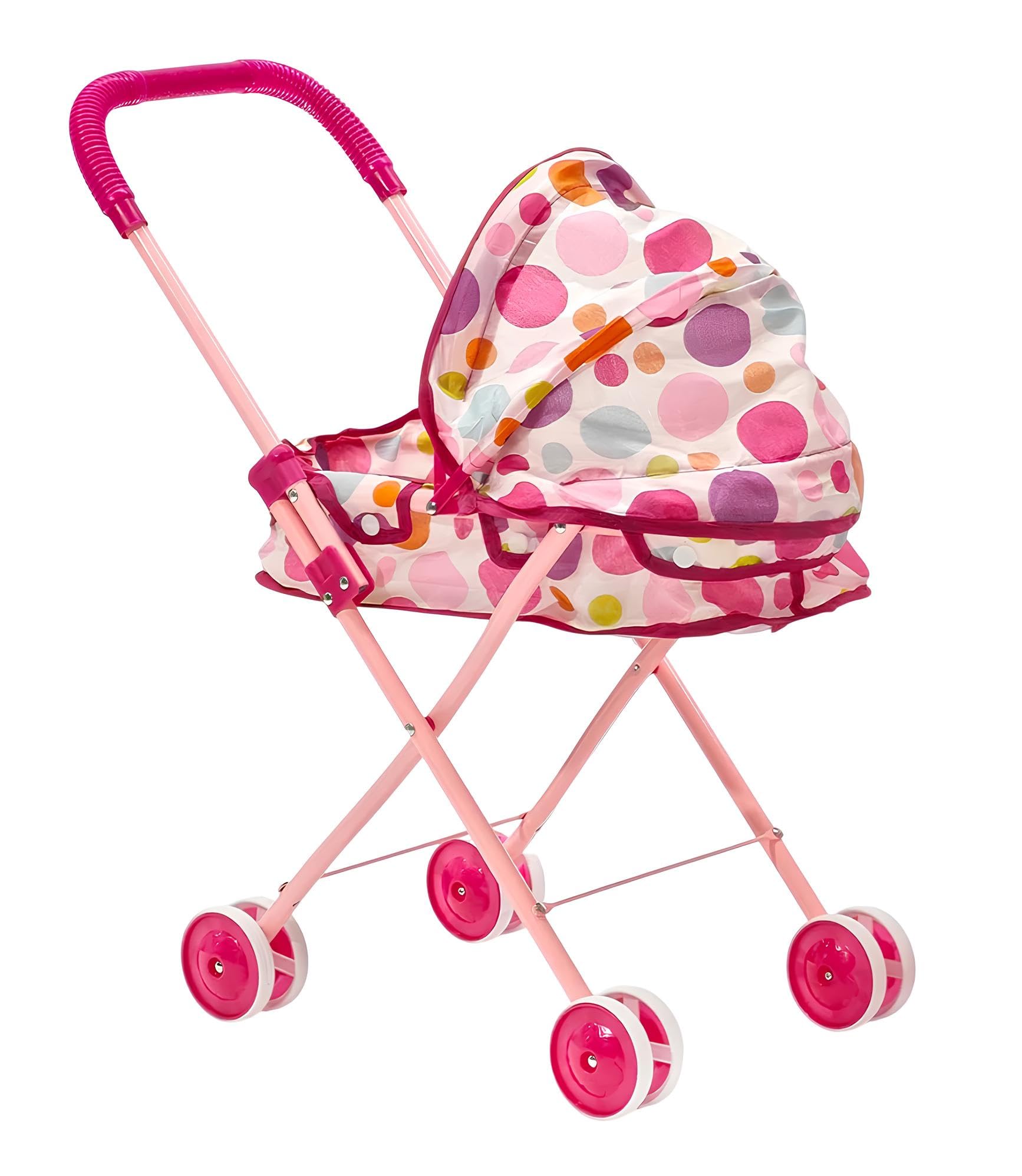Puppenwagen mit faltbarem Verdeck Metall Kunststoff Faltbarer Kinderwagen für Mädchen Spielzeug Mädchen Kinderwagen für Puppen Kinderwagen Kinderwagen (CARROZZINAMETAL)