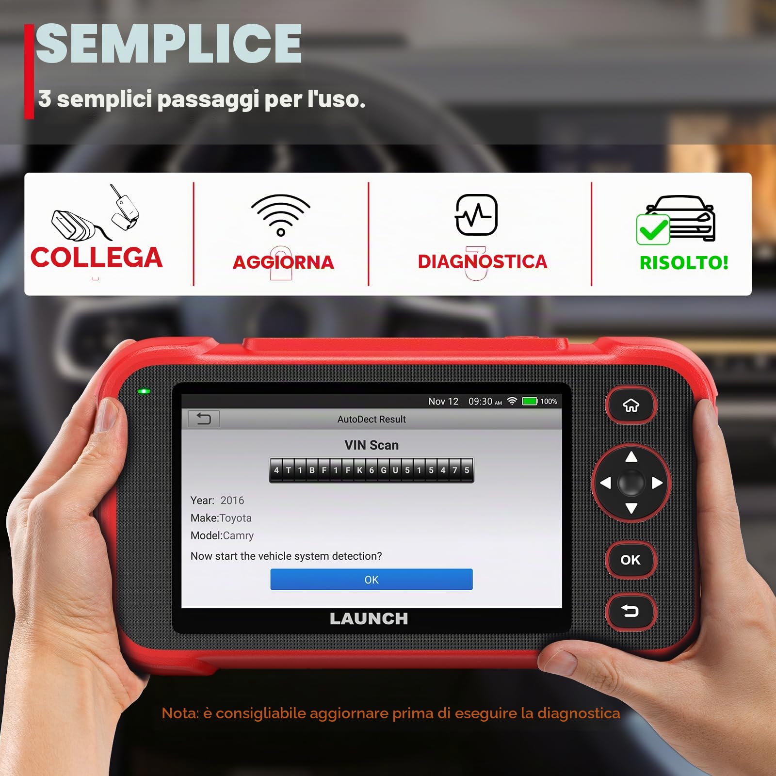 LAUNCH CRP123I V3.0 OBD2, strumento diagnostico e lettore di codici per auto e camion, scanner per auto per motore/ABS/SRS/trasmissione, aggiornamento gratuito a vita, reset olio/freni/DPF/SAS/BMS
