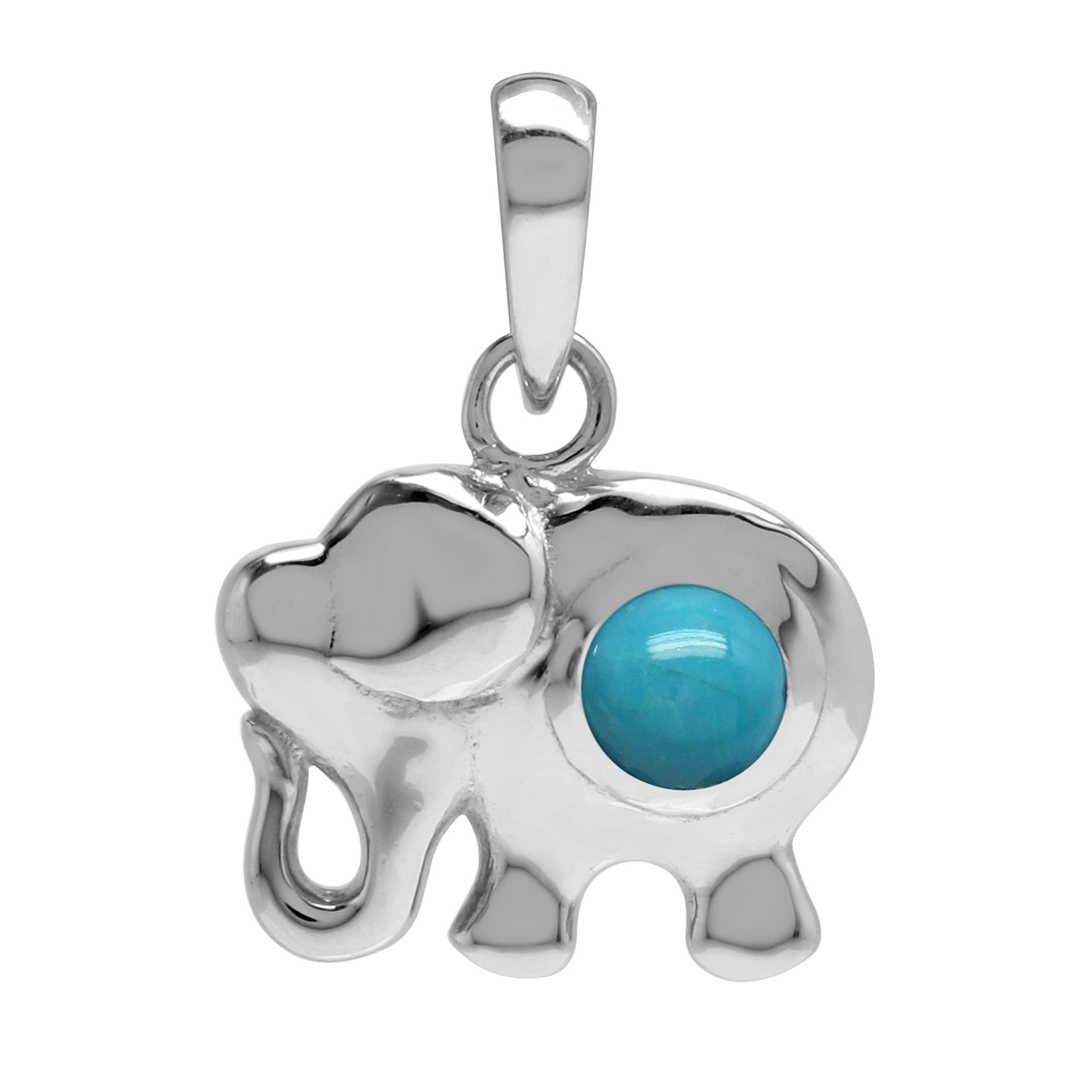 SilvershakeSilvershake Natural Cabochon Stone 925 Sterling Silver Elephant Animal Pendant Jewelry for Women or Teens