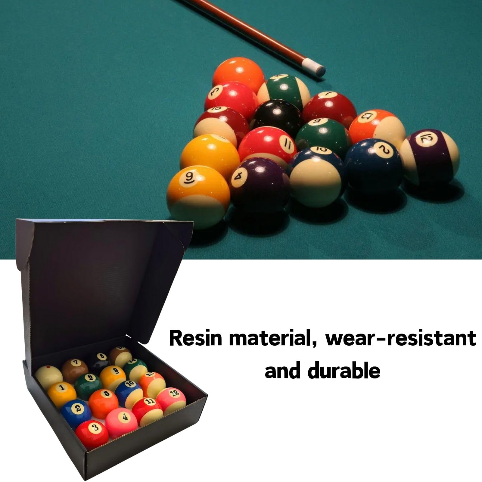Jeu de Boules de Billard 57,2 mm 16 Pièces, Jeu Complet Boule de Billard en Résine pour Compétition et Loisir