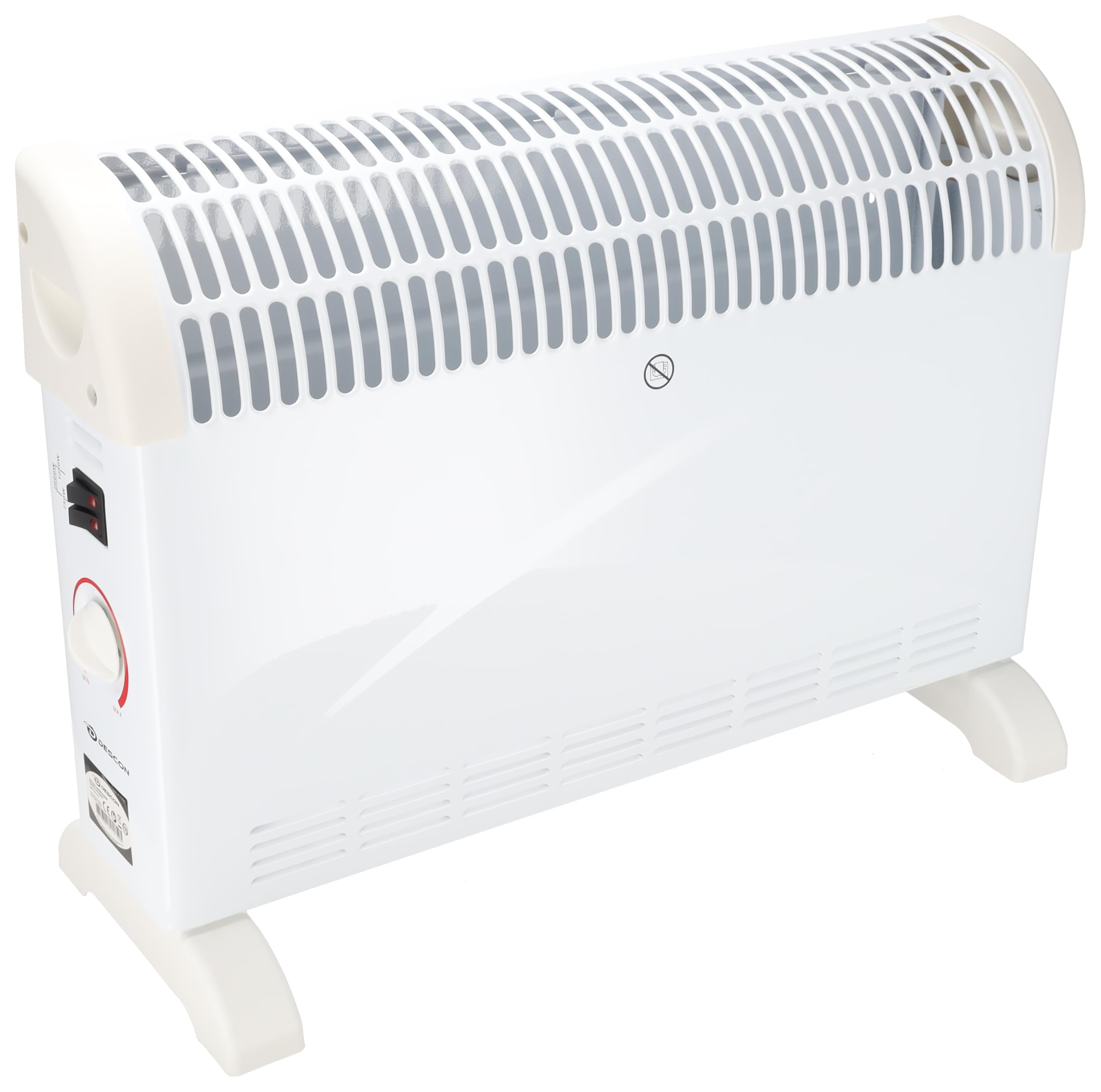 Calefactor convector con 2000 W de potencia, DESCON, protección antivuelco, termostato, protección contra sobrecalentamiento, fácil manejo y transporte, para calefacción adicional eficiente