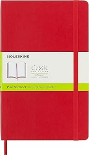 Moleskine - Cuaderno Clásico con Hojas Lisas, Tapa Blanda y Cierre Elástico, Color Rojo Escarlata, Tamaño Grande 13 x 21 cm, 192 Hojas