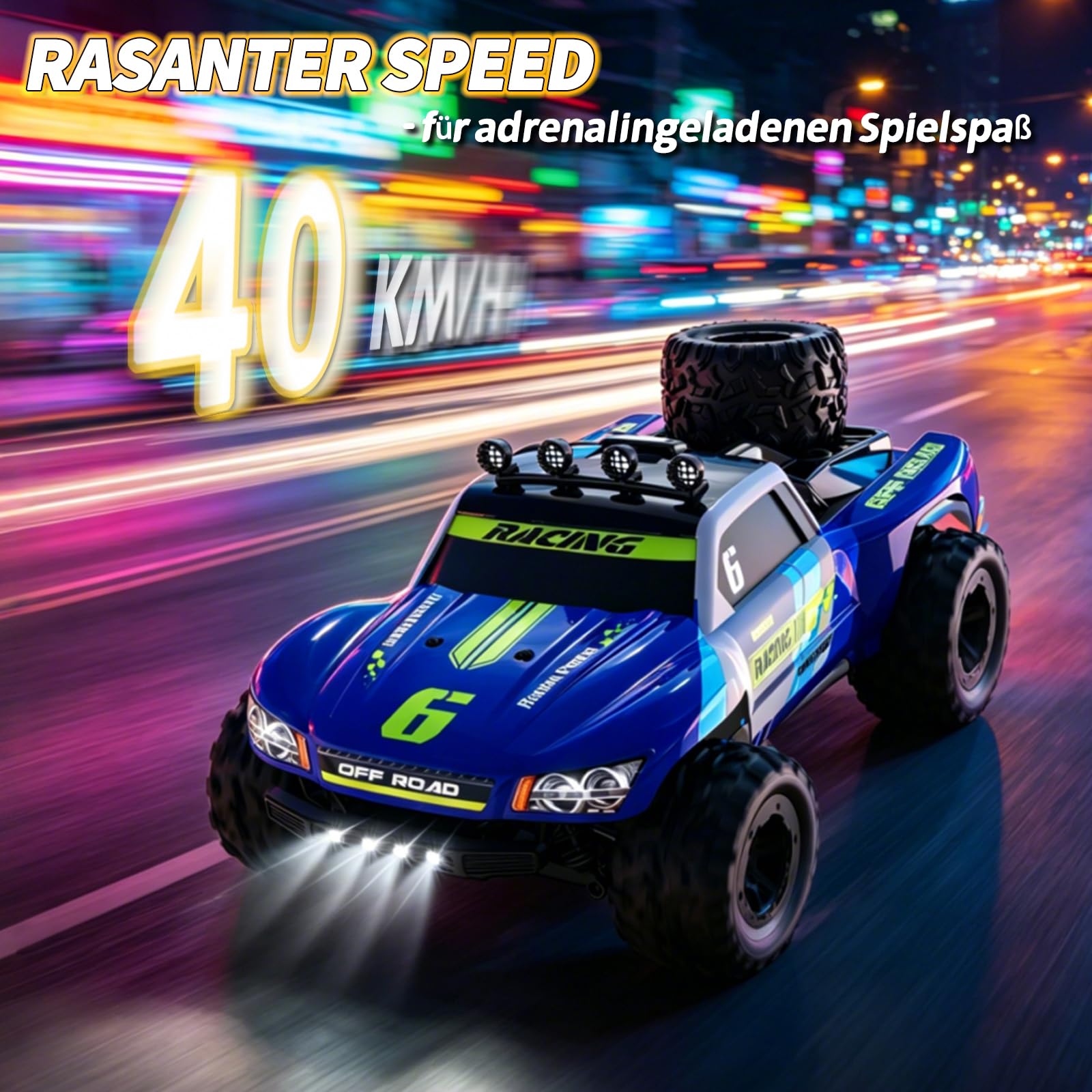 KF19 RC auto, camion radiocomandato 1:18, ad alta velocità, 40 km/h, 4 ruote motrici, fuoristrada, 2 batterie, adatto per adolescenti dai 14 anni in su