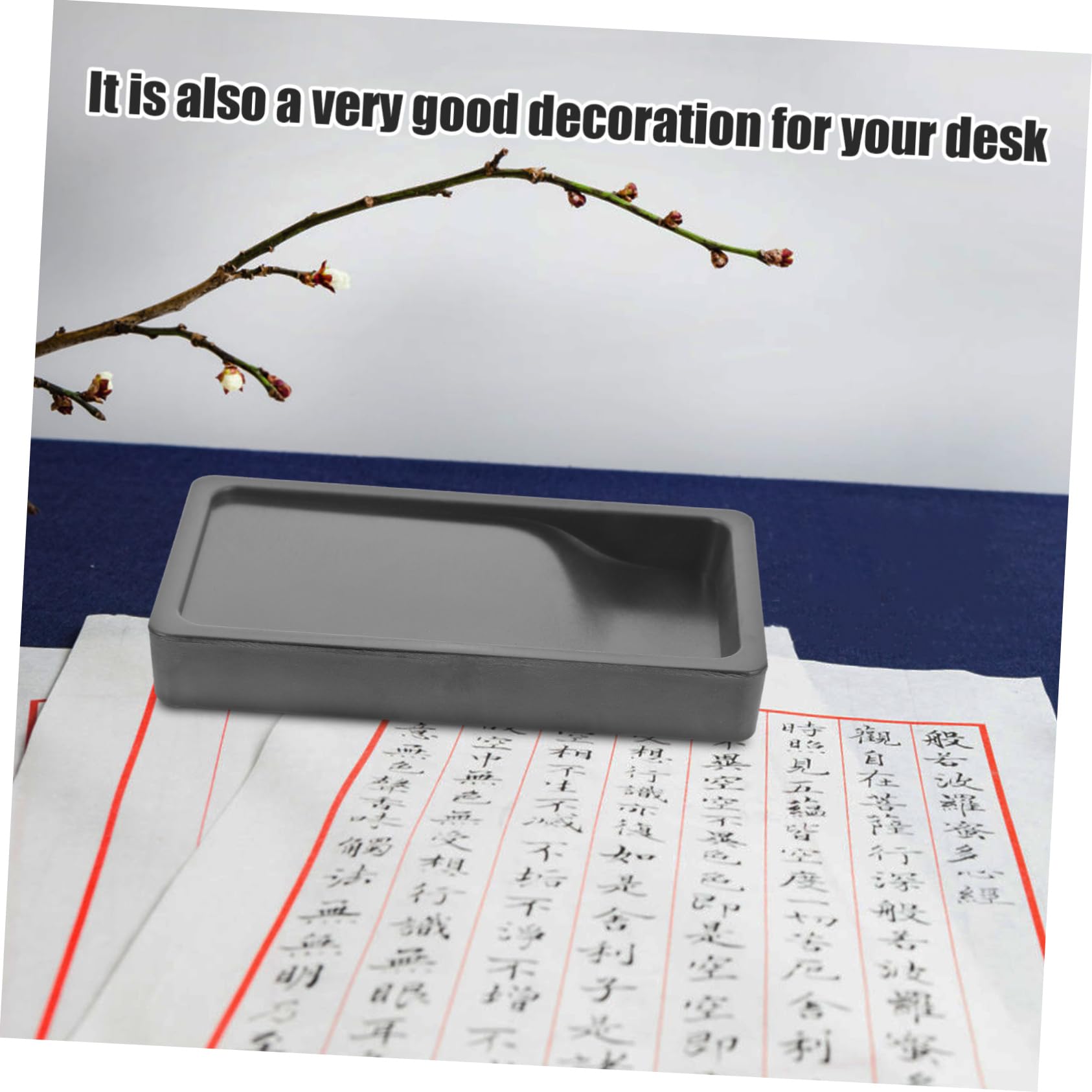 TEHAUX 4stücke Double-sided Portable Chinese Inkslab Student Calligraphy Accessory Lightweight and Easy to Carry for Drawing and Writing