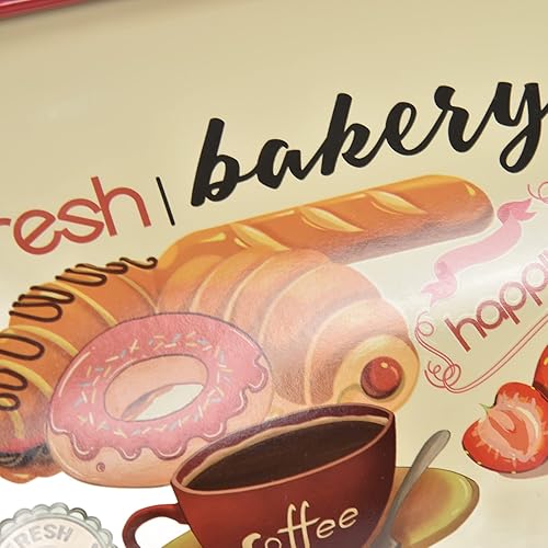 Miniatura 8 de TOPINCN Caja de pan de metal para almacenamiento de cocina, caja de pan, caja de almacenamiento para tambor, contenedor de suministros retro