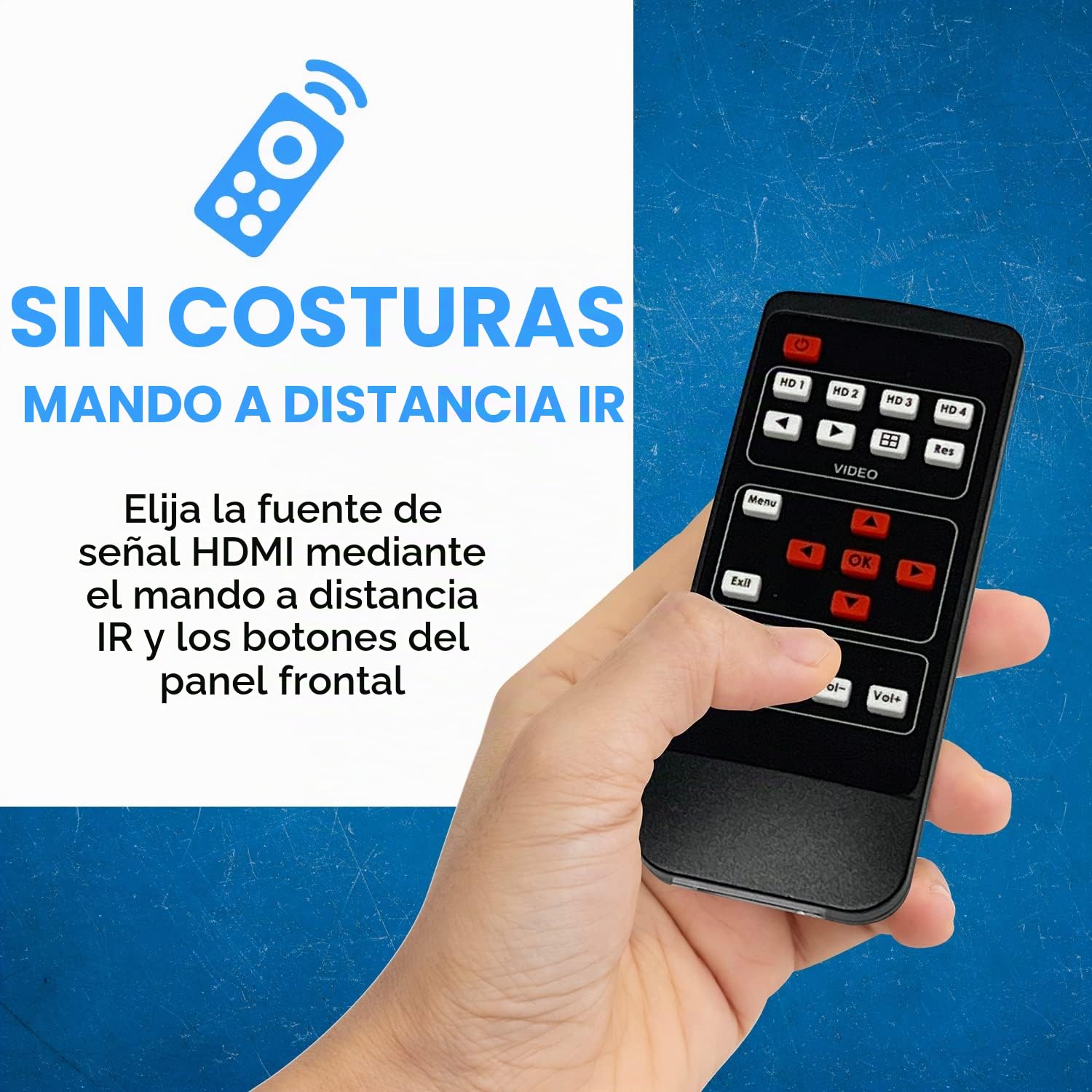 OREI 4K UHD-401MV Visor Multi HDMI 4 en 1 Salida Interruptor 4 Puertos Control Remoto infrarrojo sin Costuras Soporta 4K @ 60Hz 1080p para PS4/PC/DVD/cámara de Seguridad, Interruptor HDMI