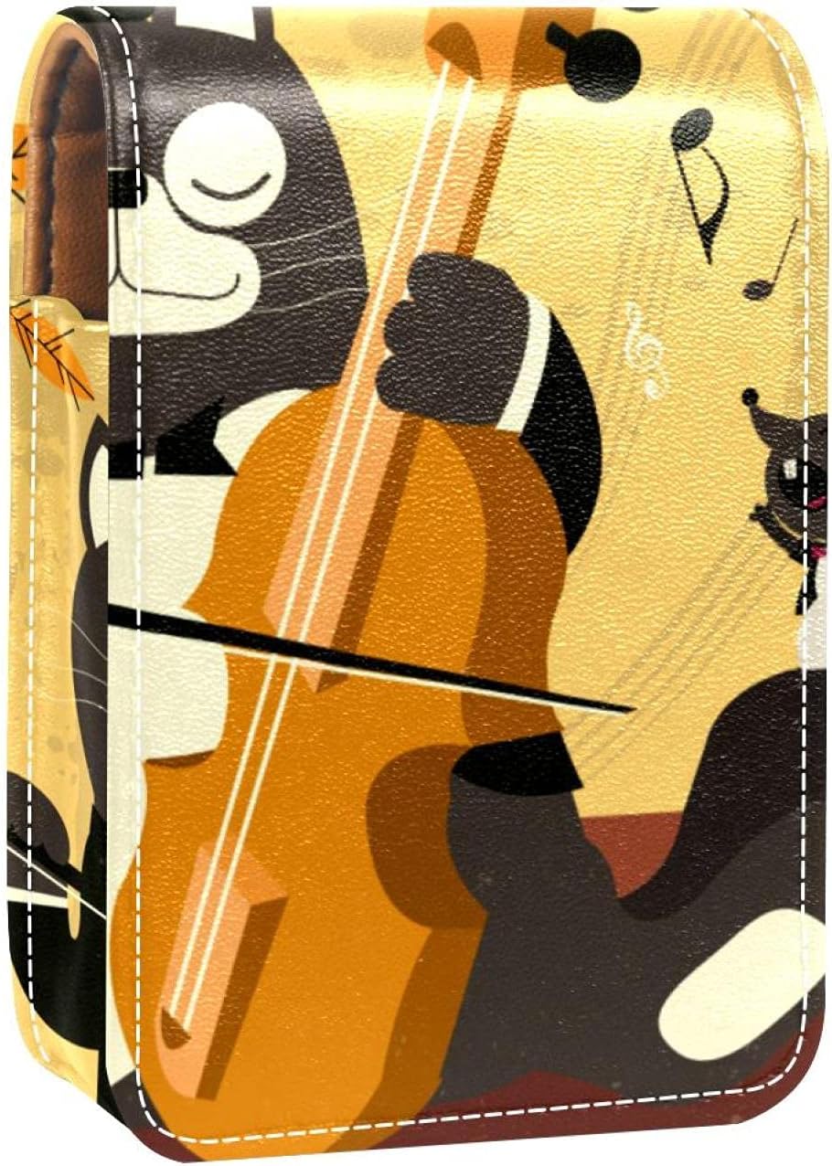 LLNSUPPLY Music Funny Cat Play The Violin Lipstick Case