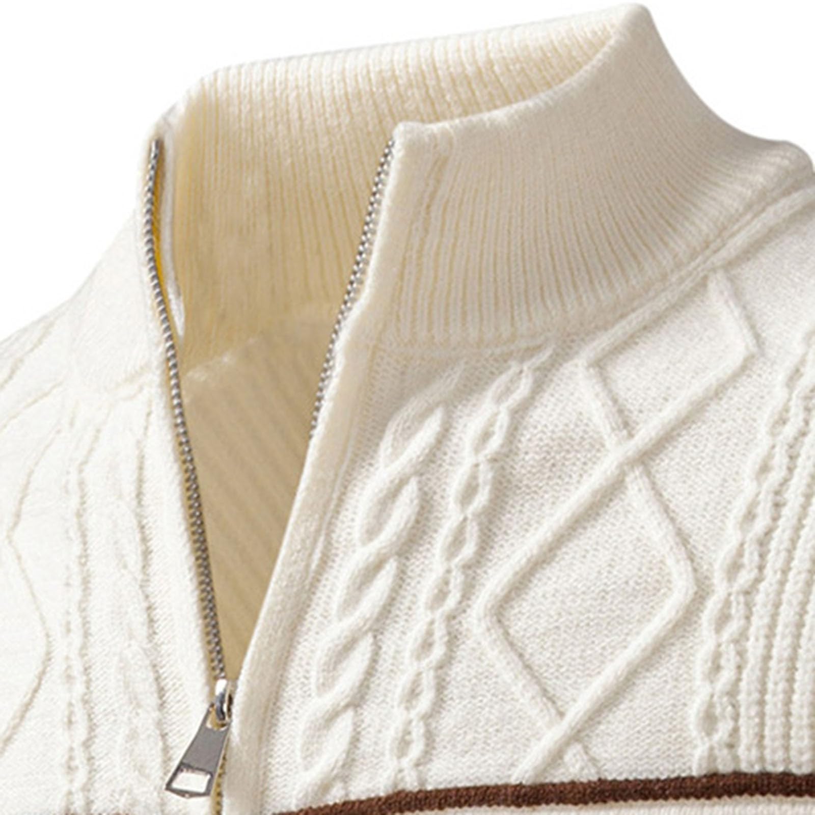 Generisch Maglione da uomo, slim fit, con chiusura lampo, giacca di lana calda, maglia grossa, maglione unisex islandese, modello islandese, giacca norvegese