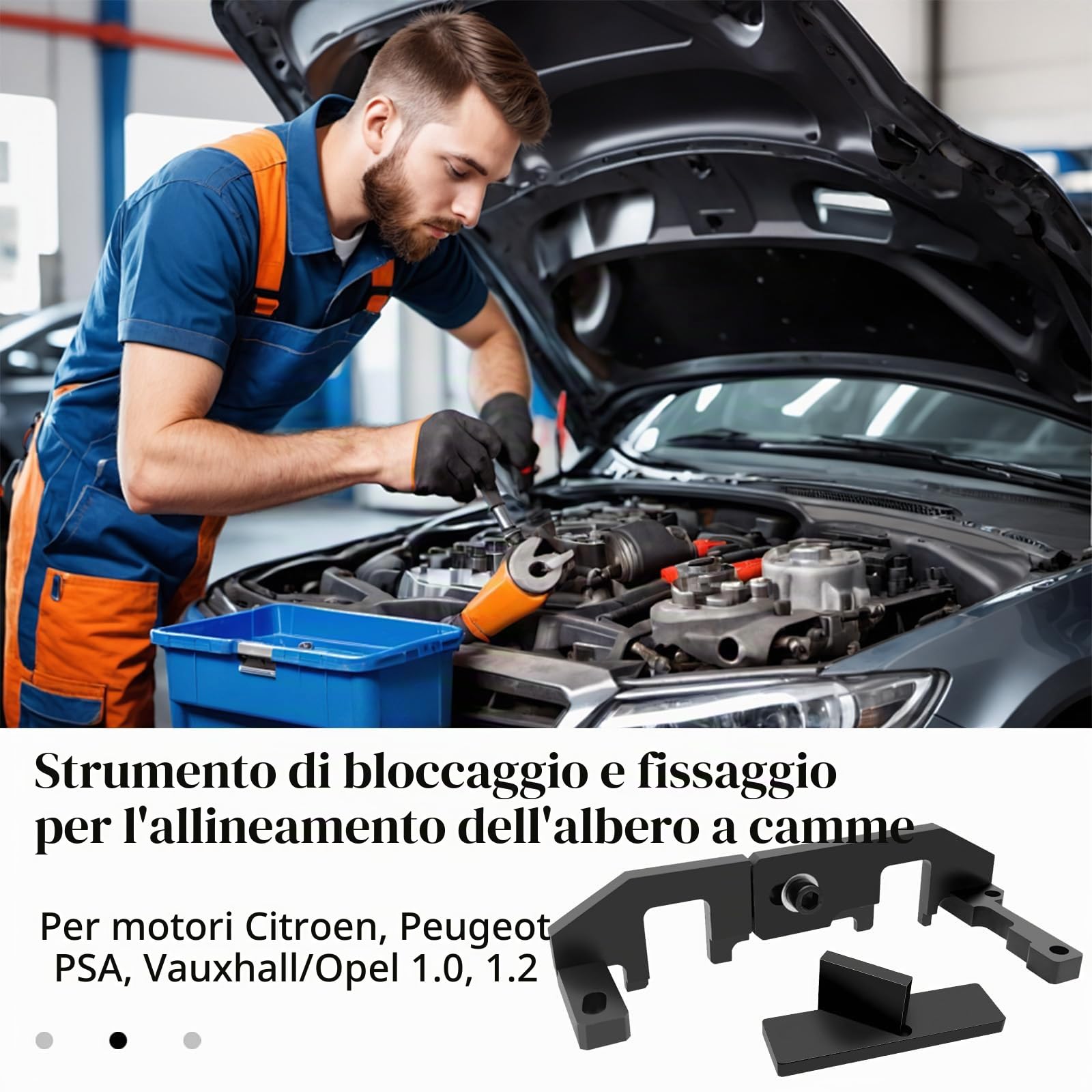 Attrezzo per Cinghia di Distribuzione Del Motore, Set di Strumenti per La Regolazione del Motore Compatibile per Citroën, Opel, PSA, Peugeot 1.0 VTi 1.2 VTi 108 208 308 2008, OEM 0109-2A, 0109-2B