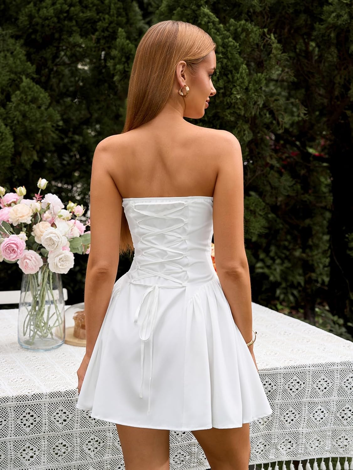 Homecoming Strapless Mini Dress Sexy Off Shoulder Corset Flowy Going Out Party Club Short Summer Dress for Women - Image 3