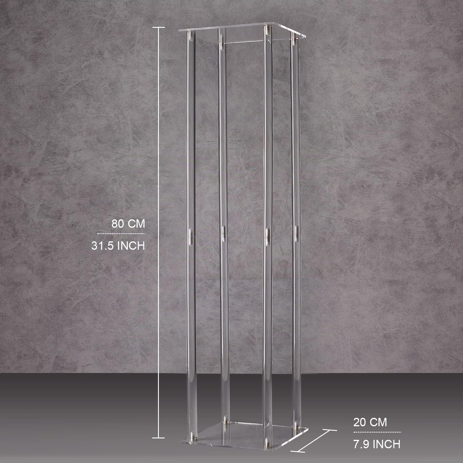 YALLOVE Set di 2 Supporti per Fiori in Acrilico Alto 80cm di Altezza Piedistallo Trasparente per Matrimoni Eventi Feste vasi Trasparenti Decorazioni per la Casa