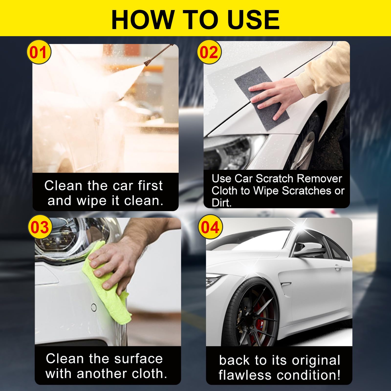 3X Nano Sparkle Cloth - Magic Car Scratch Remover & Polish For Paint Surface Cleaning