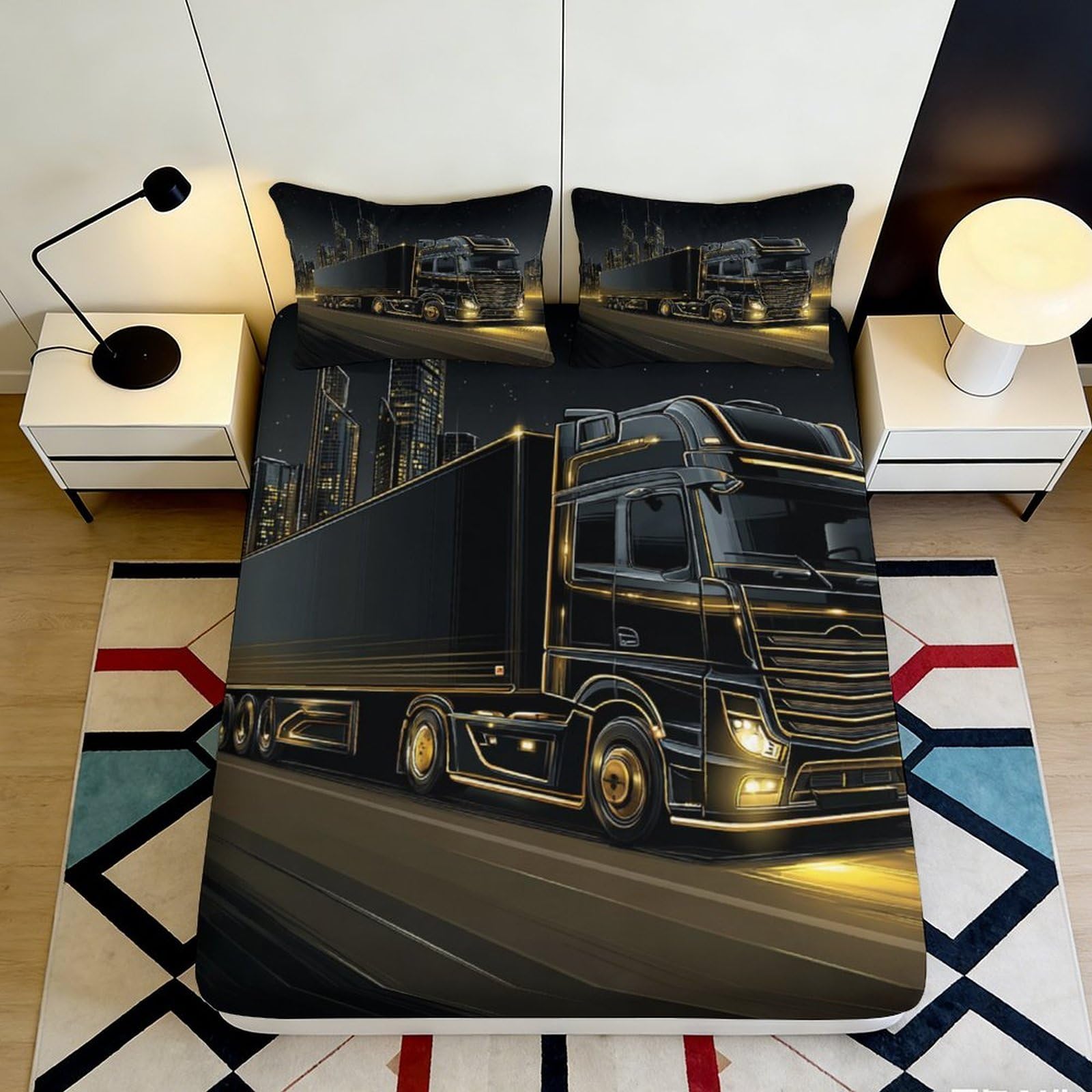 3D Printed Moon Cat Fitted Sheet Microfiber Deep Pocket Bedroom Bedding Non-Slip Lunar Cats Mattress Fitted Cover Elastic Hem Washable All Ages 90x200x25cm