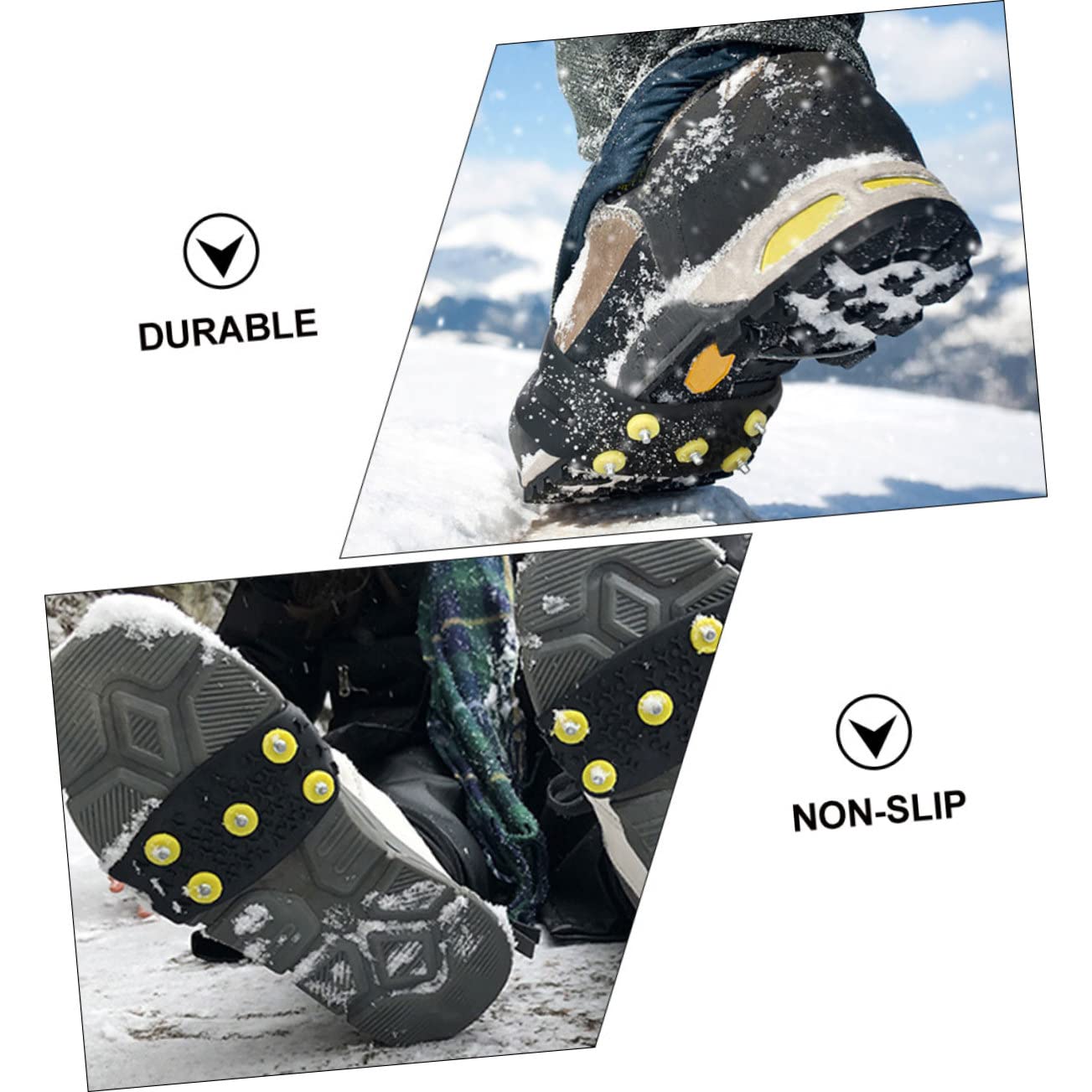 Veemoon Crampons à Neige Tpe 2 Paires pour Chaussures Garçon et Filles et Femmes Adhérence Glace et Neige