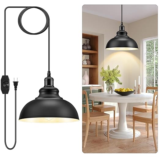 Expert Review: CLAXY Ecopower Vintage Glass Pendant Light 12 Asnxcju Plug in Pendant Light, Industrial Pendant Lighting with 12.86ft Cord and Dimmer Switch, Hanging Light Fixture Ceiling Lamp for Barn Kitchen Dining Room, UL Listed